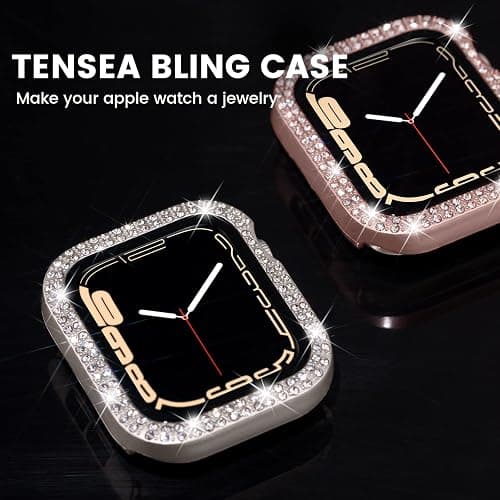 Tensea [3pcs for Apple Watch Screen Protector Case 44mm SE 3/SE 2rd Generation/SE/Series 6/5/4 Accessories, iWatch Diamond Bumper Case with Tempered Glass, Protective Bling Face Cover Women, 44 mm thumbnail 3