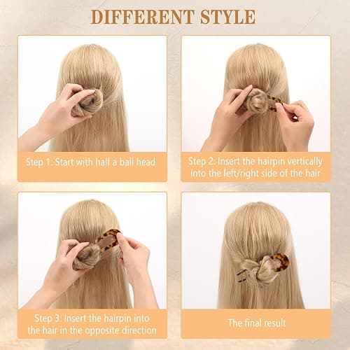 4 PCS French Hair Pin for Women, Large Styling Pins for Thin Thick Hair, Lialys Hair Pin for Buns, French Twist Pin Wavy U Shaped Christmas Gifts thumbnail 7