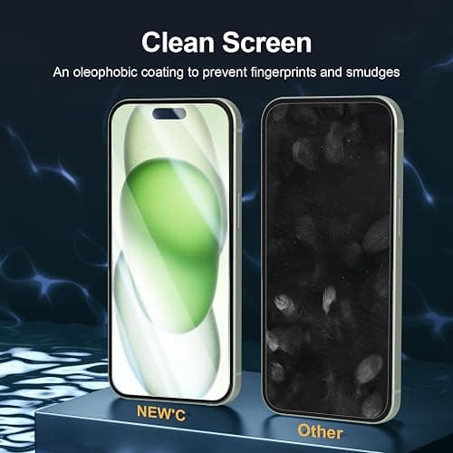 NEW'C 3 Pack Designed for iPhone 16 Plus,15 Plus Screen Protector (6.7 inches),Enhanced Tempered Glass Protection with easy installation tool included,Ultra Resistant thumbnail 5