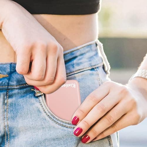 Kintion Rechargeable Pocket Mirror, Double Sided 1X/3X Magnification Compact Vanity Mirror, 3 Color Lights, Dimmable, Small Portable Wallet Mirror, Lighted Travel Mirror for Women Gifts, Pink thumbnail 7
