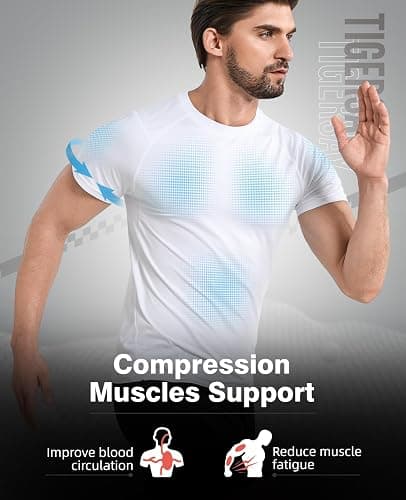Tigersay Men's Compression Shirts, Short Sleeve T-Shirt Athletic Compression Tops Workout Sports Base Layer Undershirt thumbnail 4