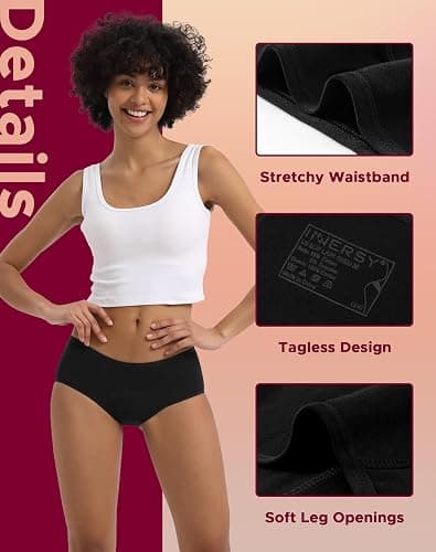 INNERSY Period Underwear for Women Teens Leak-Proof Menstrual Cotton Protective Hipster Panties 3-Pack thumbnail 2