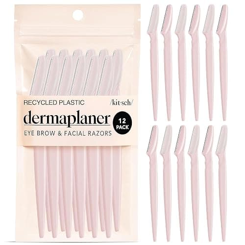 Kitsch Dermaplane Razor for Women Face – Face Razors for Women & Men, Eyebrow Trimmer & Face Shaver – Exfoliating Facial Razor & Skin Care Tool for Smoother Skin - Blush, 12 pcs - Image 1