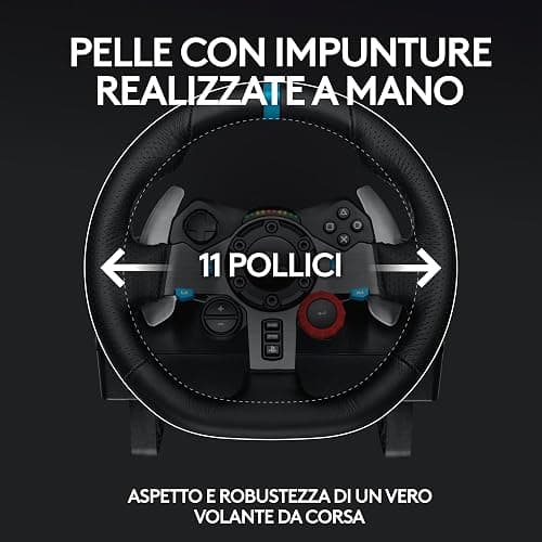 Logitech G G29 Driving Force volante da corsa e pedali con ritorno di forza dinamico reale, leve al volante in acciaio inox, coprivolante per PS5, PS4, PC, Mac - Black thumbnail 5
