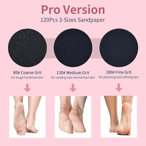 AprElm 4.8IN Longer Electric Foot Callus Remover with 120pcs Sandpaper Discs, Professional Aluminum Callus Remover for Feet, Stepless Speed Control Pedicure Tools for Dead Skin (Black-pro) thumbnail 4