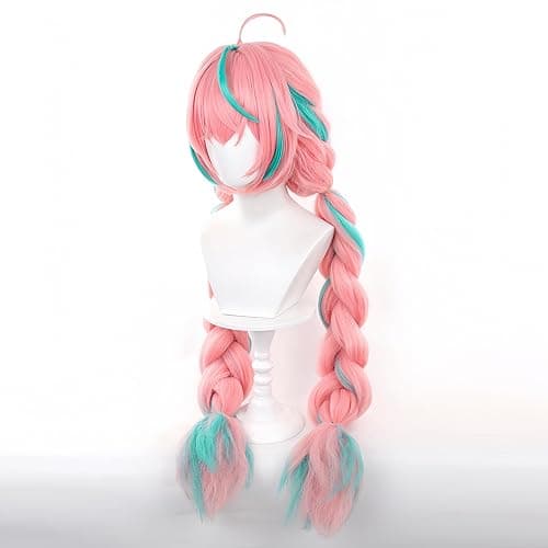 Aadesso Varesa cosplay wig for game genshin easy to style Cyan mixed with pink thumbnail 5