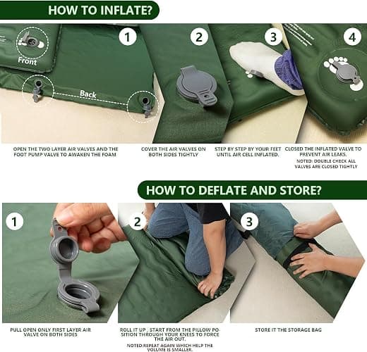 HiiPeak Memory Sleeping Pad, Compact Ultra-Thick Foam Sleeping Mats with Pillow for Camping, Easy Inflate&Deflate,9.5 R-Value Insulated Camping Mattress Pad for Car Travel Tent thumbnail 9