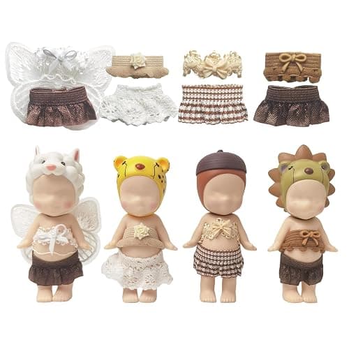 4 Sets Mini Doll Clothes for Sonny Angel, fit for 3 Inch Collectible Dolls for Adult Collectors, Includes Tops and Skirts for Display and Decoration (Creamy Latte Charm) - Image 1