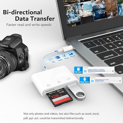 USB C SD Card Reader for iPhone 17/16/15, Memory Card Reader with SD Micro SD and USB Port, Digital Camera Adapter Compatible with iPad, Mac, MacBook Pro/Air, Kodak Pixpro and More Type C Devices thumbnail 4