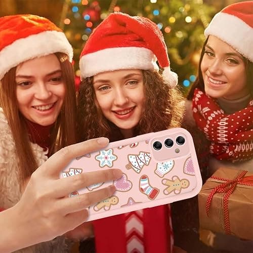 Christmas Phone Case for Samsung Galaxy A16 5G 6.7", Cute Christmas Tree Gingerbread Man Snowflake Pattern Gifts Case, Aesthetic Protective Shockproof Cover for Women Girls Men -Pink Snowflakes thumbnail 7