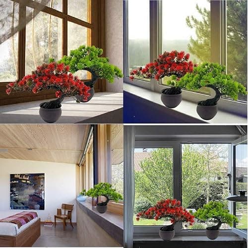 Fycooler Artificial Plants Artificial Bonsai Juniper Tree Potted Faux Japanese Pine Bonsai Simulation Zen Garden Fake Plant Artificial Bonsai Tree for Home Office Showcase Indoor Décor Desktop Display thumbnail 6