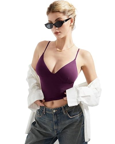 SUUKSESS Women Sexy Deep V Neck Sleeveless Fitted Basic Tops Y2K Tank Top Cami thumbnail 5