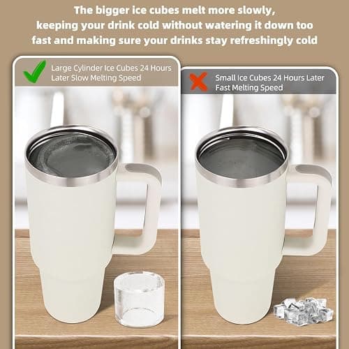 Tcamp Tumbler Ice Mold, Ice Cube Tray for 30 oz -40 oz Tumbler Cup, 3 Pcs Silicone Hollow Cylinder Ice Mold with Lid and Bin for Freezer, Ice Drink, Juice, Whiskey, Cocktail (Pink) thumbnail 8