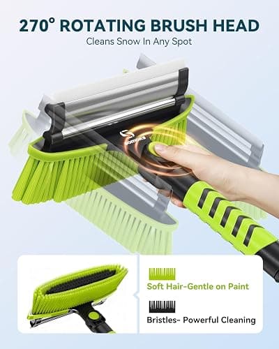 Upgraded 60'' Snow Brush & Snow Shovel with 2 Ice Scrapers, Extendable Snow Brush for Car Windshield with Squeegee, 4-in-1 Detachable Winter Snow Remover for Cars, SUVs, Trucks thumbnail 5