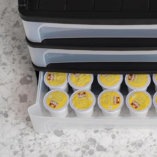 IRIS USA Plastic Desk Top 3-Drawer Storage Organizer with Paper Tray Top, 1-Pack, for Makeup Vanity Nail Polish Bathroom Stationery Art Craft Supplies Kitchen Office Garage Organization, Medium, Black thumbnail 7