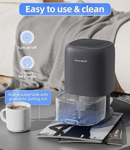 TABYIK Small Dehumidifier for Bedroom, Bathroom, Portable Dehumidifiers for Home, Room, RV, Closet, Quiet Compact Moisture Remover for Small Spaces, with Auto Shut Off, 35 OZ, Grey thumbnail 5