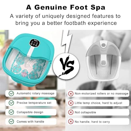 HOSPAN Collapsible Foot Spa Electric Rotary Massage, Foot Bath with Heat, Bubble, Remote, and 24 Motorized Shiatsu Massage Balls. Pedicure Foot Spa for Feet Stress Relief thumbnail 2