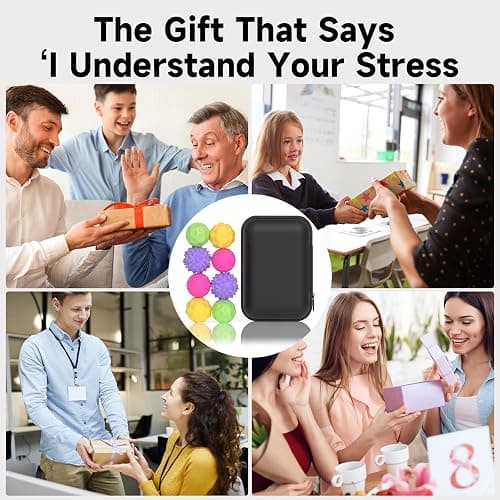 Silicone Magnetic Balls - 8 PCS Textured Stress Relief Fidget Toys for Kids Adults, Quiet Sensory Desk Toy for Anxiety Autism ADHD, Multi-Colored Massage Balls Gift Set thumbnail 7