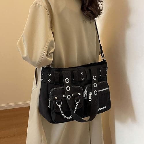 KANGDAWEI Steampunk Goth Messenger Bag, Fashion Punk Gothic Shoulder Bag thumbnail 3