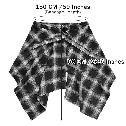 OULIGET Women's Grunge Mini Plaid Skirt,Hip-Hop One-Piece Tie Up Asymmetrical Skirt,Y2k Overlapping Jeans Decorate Skater thumbnail 5