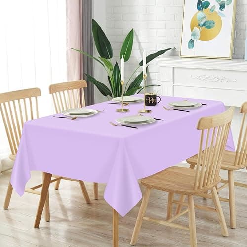 Mulbozy 2 Pcs Light Purple Plastic Tablecloth for Rectangle Table, 54 × 108 inches Disposable Purple Party Table Covers for Birthday, Anniversary, Wedding, Fine Dining, Graduation Party Decoration… thumbnail 2