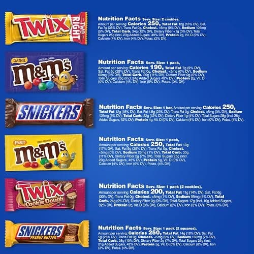 MARS M&M'S Peanut,M&M'S Caramel,SNICKERS Original,SNICKERS Peanut Butter Squared,TWIX Original and Cookie Dough Variety Pack Full Size Individually Wrapped Milk Chocolate Candy Bars,18 Ct,(Pack of 2) thumbnail 7