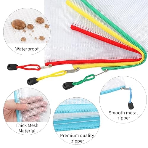 EOOUT 36pcs Mesh Zipper Pouch Bags A4 Size Board Game Storage Zipper Bags for Organizing, Plastic Zipper Pouch in 11 Colors Letter Size Puzzle Storage and Office Supplies - 12 Colors - 9.5*13.5 Inches thumbnail 3