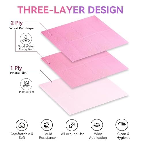 Makartt Disposable Nail Mats: 50 Pcs 3-Layer Absorbent Nail Table Pads with PE Backing, 18 x 13 Inch Nail Desk Protection for Manicure, Pedicure, Acrylic Gel Practice, Salon Home DIY, Pink thumbnail 4