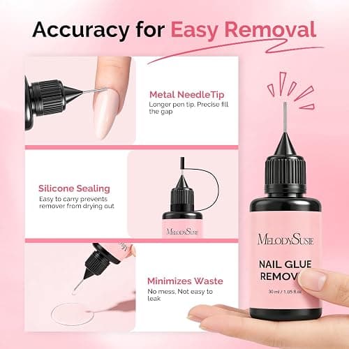 MelodySusie 30ML Nail Glue Remover for Press on Acetone Free Nail Polish Remover Multi-Functional Remover for Nails Tips Gentle Glue Remover for Home Salon thumbnail 6