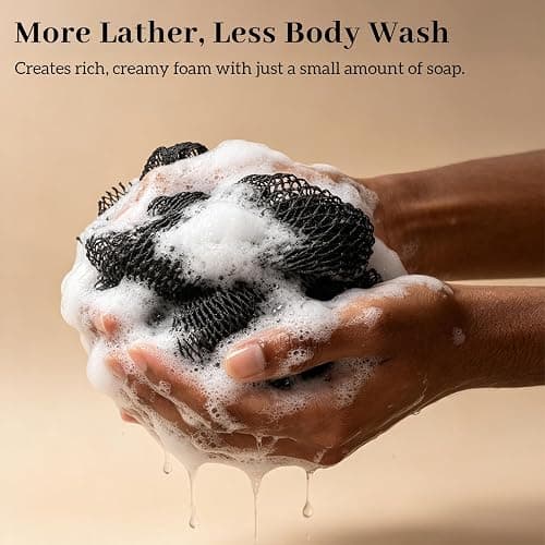 SPMKTBOZAI African Net Sponge Authentic, Exfoliating Net for Body Back | African Net Sponge with Knots| Long Stretch Net Sponge| African Net for Sensitive Skin| Durable & Quick Dry| Daily Use| Black thumbnail 4