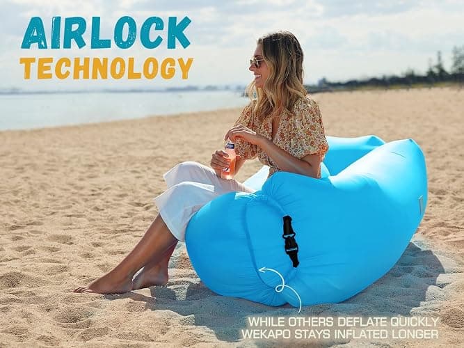 WEKAPO Inflatable Sun Lounger, Air Sofa, Hammock, Portable, Waterproof and Leak-Proof, Ideal for Backyard, Beach, Travel, Camping, Picnics and Music Festivals thumbnail 5