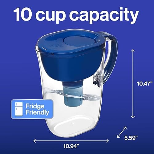 Brita Everyday Elite Water Filter Pitcher, Removes 99% of Lead, Includes 1 Filter, 10-Cup Capacity, Blue thumbnail 12
