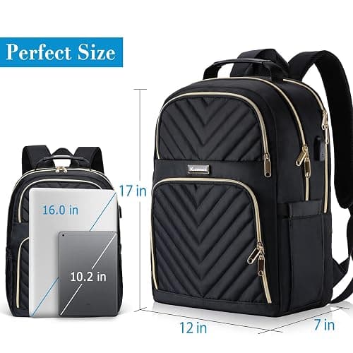 Kuosdaz Backpack Women, 15.6 Inch School Backpack Girls Teenager with USB Charging Port, Laptop Backpack Stylish Daypack Waterproof for School, Uni, Travel, Work thumbnail 4