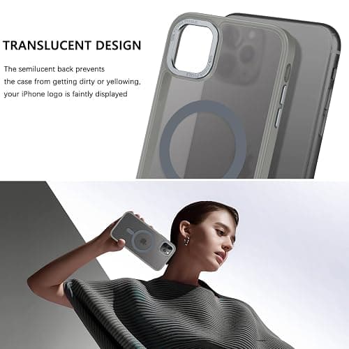 GUAGUA Strong Magnetic for iPhone 11 Pro Max Case [Compatible with MagSafe] [Military Grade Protection] Translucent Matte Back Slim Shockproof Anti-Scratch Phone Cover 6.5-Inch, Grey thumbnail 6