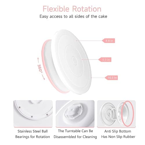 Cake Decorating Kit,137pcs Cake Decorating Supplies with Cake Turntable for Decorating,Pastry Piping Bag,Russian Piping Tips Baking Tools, Cake Baking Supplies for Beginners(Light Pink) thumbnail 7