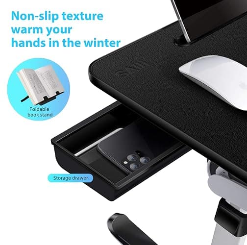 Laptop Bed Tray Desk, SAIJI X-Large Adjustable Laptop Table, Foldable Laptop Desk with Storage Drawer and Bookstand for Eating, Working, Writing, Gaming, Drawing (Black) thumbnail 6