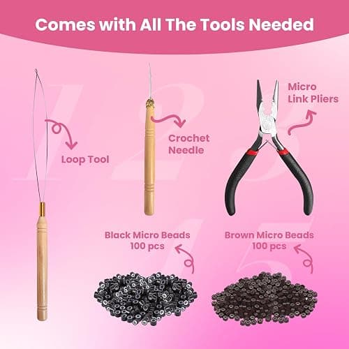 NIACONN Glitter Hair Tinsel Extensions Kit 18 Colors with Tools and Beads, 48 Inch Sparkly Fairy Colorful Tensile Strands Shiny Hair Accessories for Women Girls Kids thumbnail 4