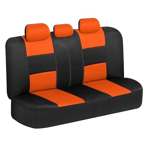 BDK PolyPro Car Seat Covers Full Set in Orange on Black, Front and Rear Split Bench Seat Covers for Cars, Easy to Install Car Seats Cover Set and Accessories for Auto Trucks Van SUV - Orange thumbnail 3