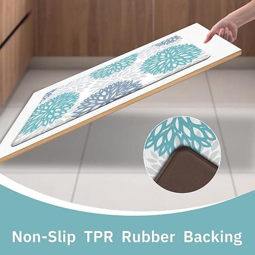 Tubeamin Anti Fatigue Kitchen Mat for Floor, Cushioned Anti Fatigue Kitchen Rugs Non Slip Waterproof, Comfort Floral Standing Desk Mat for Sink, Office, Laundry Room, 17.3"x28" thumbnail 5