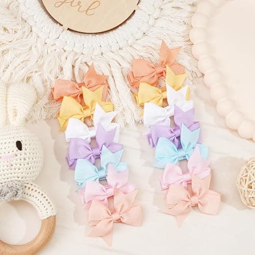 CÉLLOT Hair Clips for Baby Girls - 60 Tiny 2" Fully Covered Bows Barrettes for Infants and Toddlers thumbnail 8