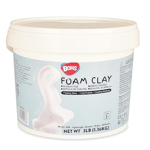 BOHS Foam Clay Pro, White Air Dry Modeling Clay, 3 lb Bucket | Fine texture; low shrinkage; crack-free; stain-free hands; EVA and polystyrene foam details; cosplay props and figurines - Image 1