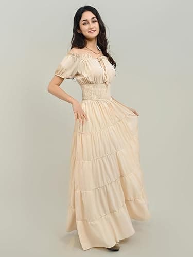 Zhitunemi Renaissance Costume Women Dress: Medieval Costumes for Women Renaissance Dresses - Peasant Cottagecore Theme Party thumbnail 3