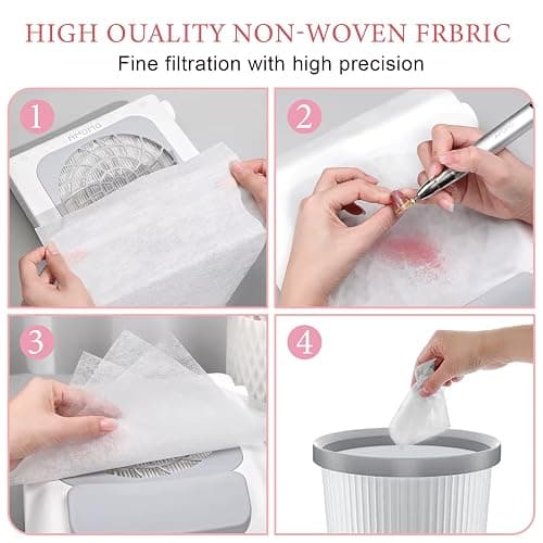 Grevosea 200 Sheets Nail Dust Collector Filter Paper Disposable Nail Dust Filters for Most of Nail Dust Collector Machine Nail Vacuum Dust Collector Nail Tech for Nail Salon Spa Home(White) thumbnail 4