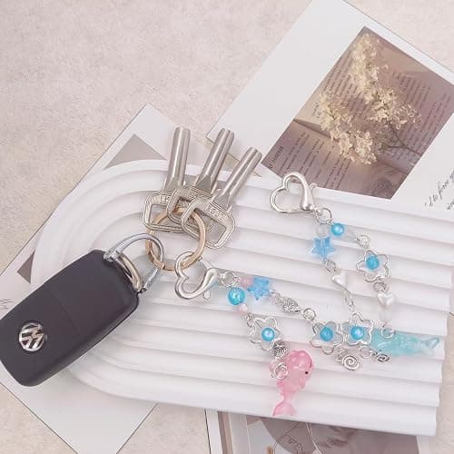AGEN KGEN Aesthetic Y2K keychains Cute Butterfly Star Strawberry Bear Guitar Keychains Charms for Women Bag Purse Gifts thumbnail 3