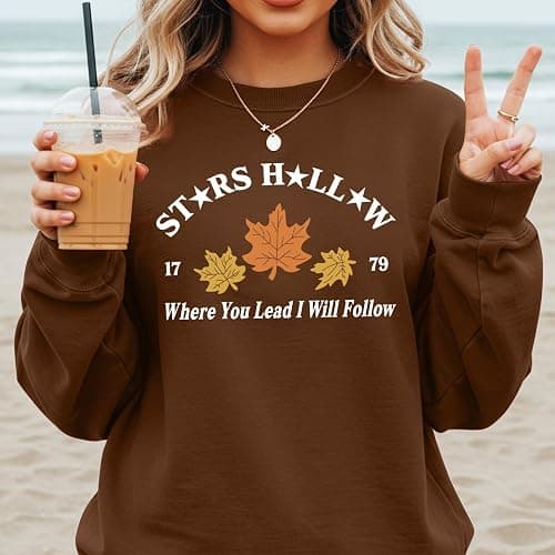 KIEKIECOO Womens Crewneck Sweatshirt Fall Leaf Vintage Graphic Sweatshirts Letter Drop Shoulder Long Sleeve Pullover Tops thumbnail 4