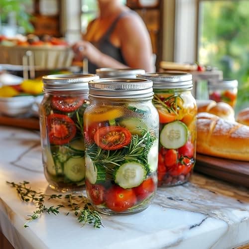 ComSaf Wide Mouth Mason Jars 32 oz with Lids 2 Pcs, Quart Mason Jars with Seal Band, Large Glass Jars, Large Canning Containers for Pickles, Jams, Sauces, Salsa, Sourdough, Salad, Suntea, Food Storage thumbnail 6