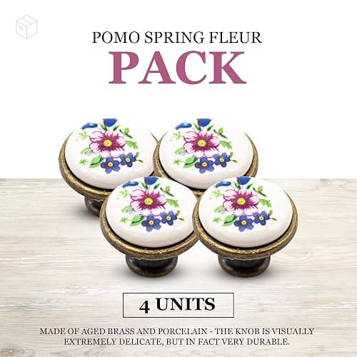 DOJA Barcelona | Bouton de Meuble Vintage Fleur Printemps | Poignée de Porte en Zinc Aluminium et Porcelaine | Ø26,5*Ø14*23mm | Pour Cuisine et Intérieur thumbnail 5
