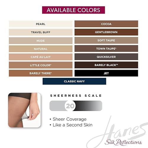 Hanes Silk Reflections Pantyhose Silky Sheer- Control Top- Reinforced Toe thumbnail 5