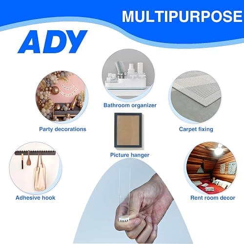 ADY Removable Double Sided Tape Heavy Duty 40 Pack, Clear Picture Hanging Strips Damage Free for Wall, Refill Adhesive Strips for Rent Room, Nano Transparent Adhesive Tape for Decor, Poster thumbnail 5
