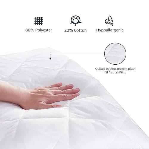 Amazon Basics Hypoallergenic Quilted Mattress Topper Pad, 18 Inches Deep, Twin XL, White thumbnail 3